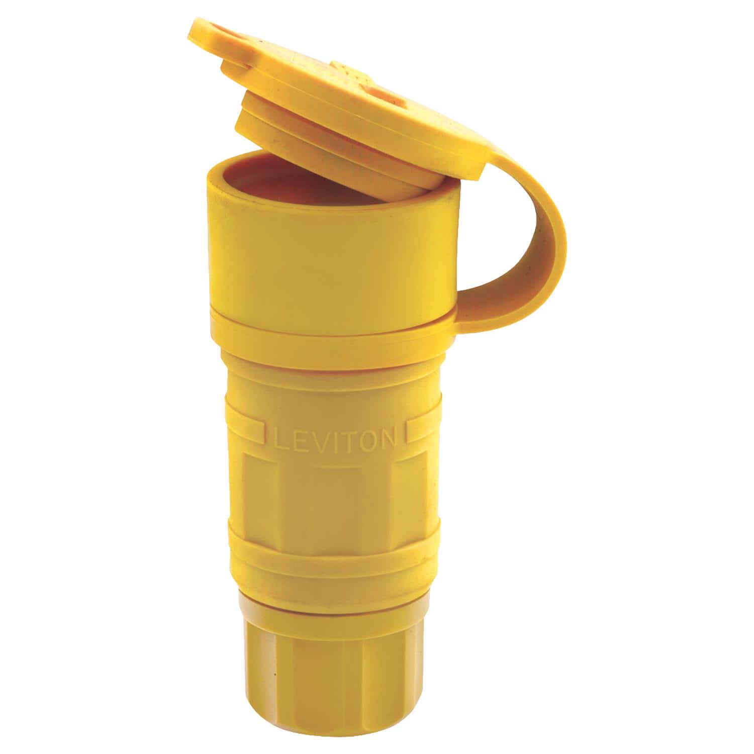 Leviton - Industrial Nylon Straight Blade Connector 5-15R 18-10 AWG 2 Pole 3 Wire - Yellow