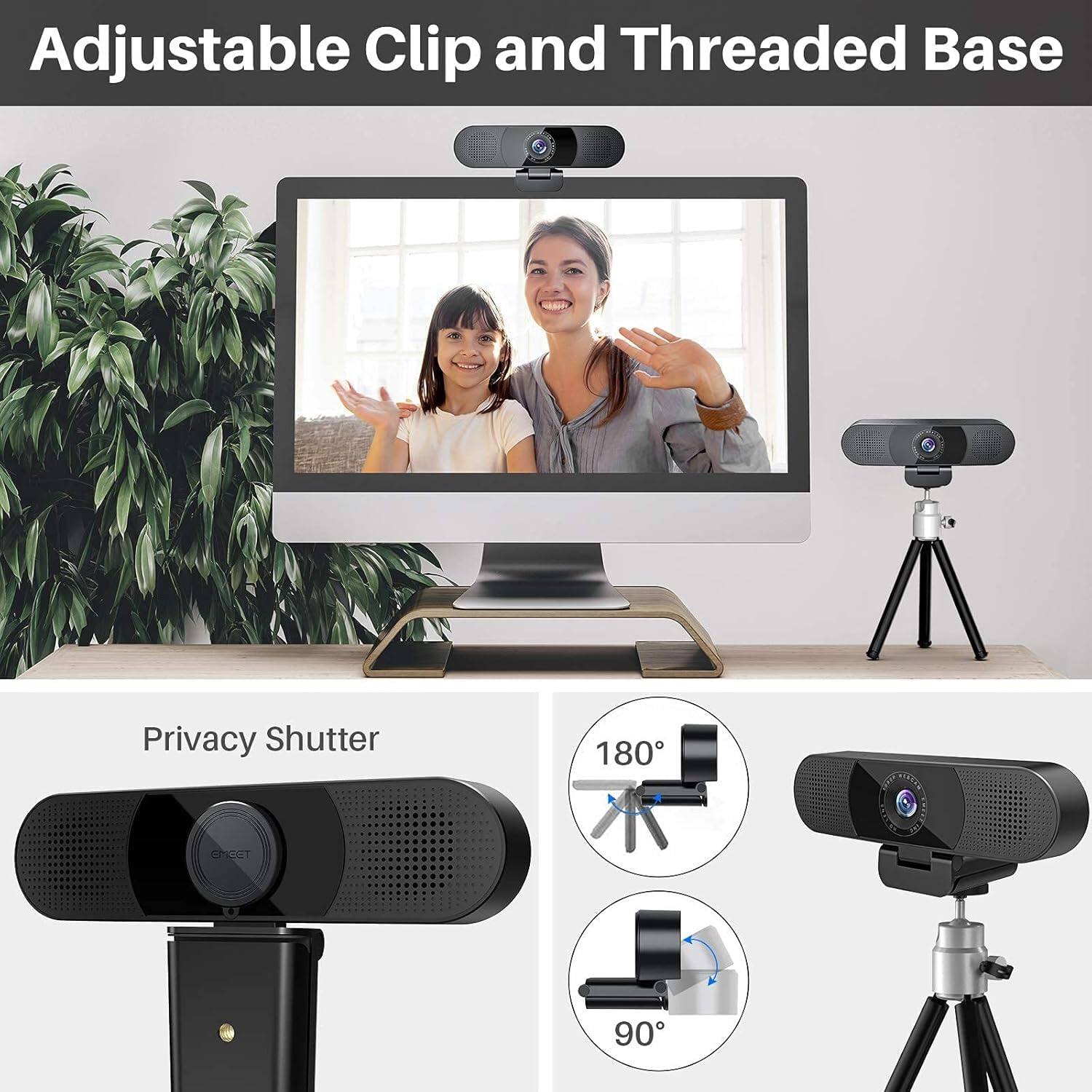 Adjustable Clip and Threaded Base

Privacy Shutter

180°

90°