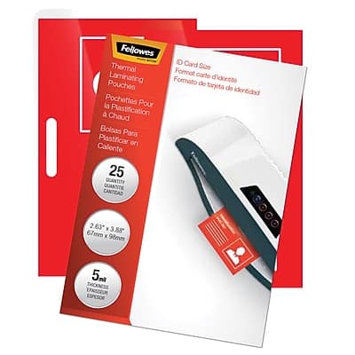 Fellowes - Thermal Laminating Pouches, ID Tag, 5 Mil, 25/Pack - Clear