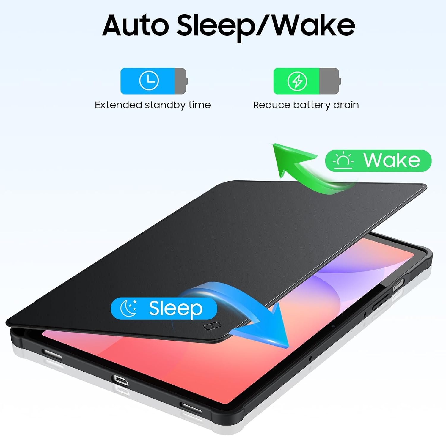Auto Sleep/Wake

Extended standby time
Reduce battery drain

Wake
Sleep