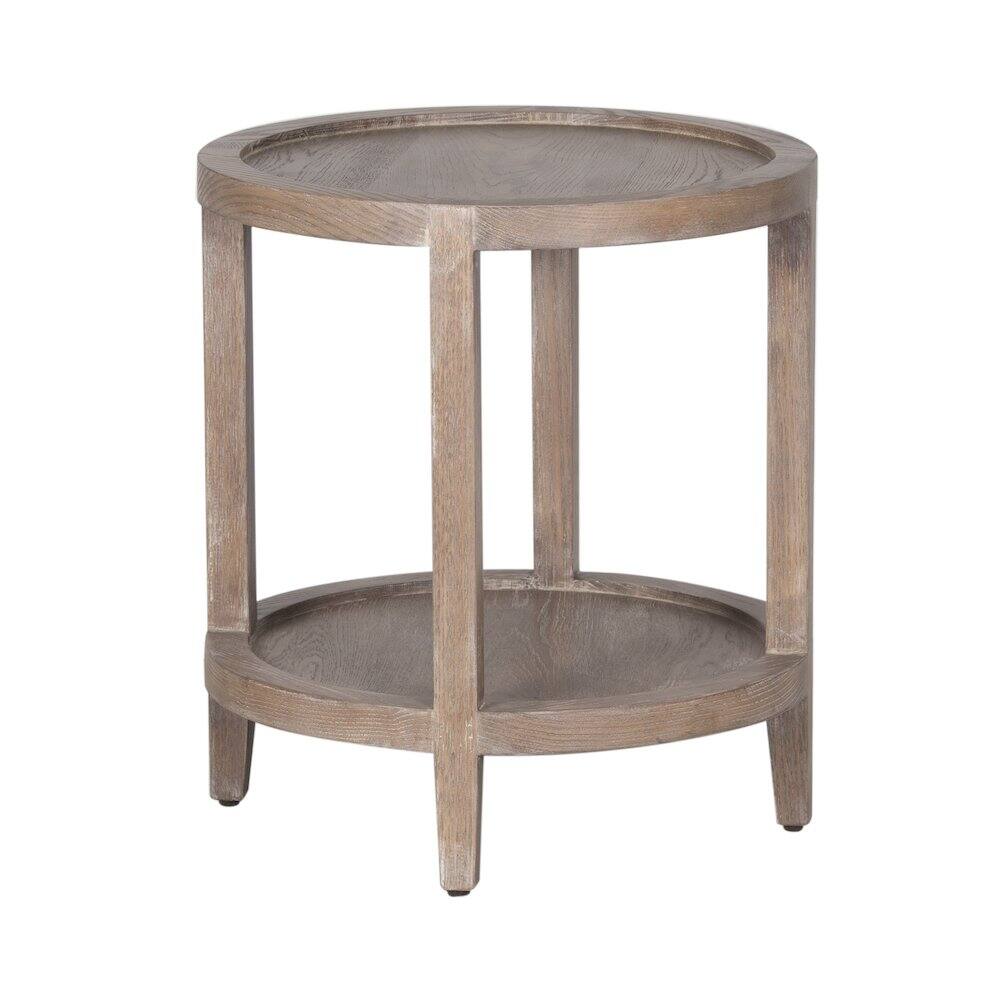 Alt View 1. Porter Designs - Lowell Solid White Oak Wood End Table - Brown.