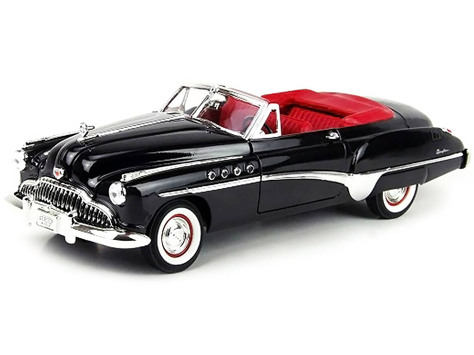 Alt View 1. Motormax - 1949 Buick Roadmaster Black with Red Interior 1/18 Diecast Model Car by Motormax.