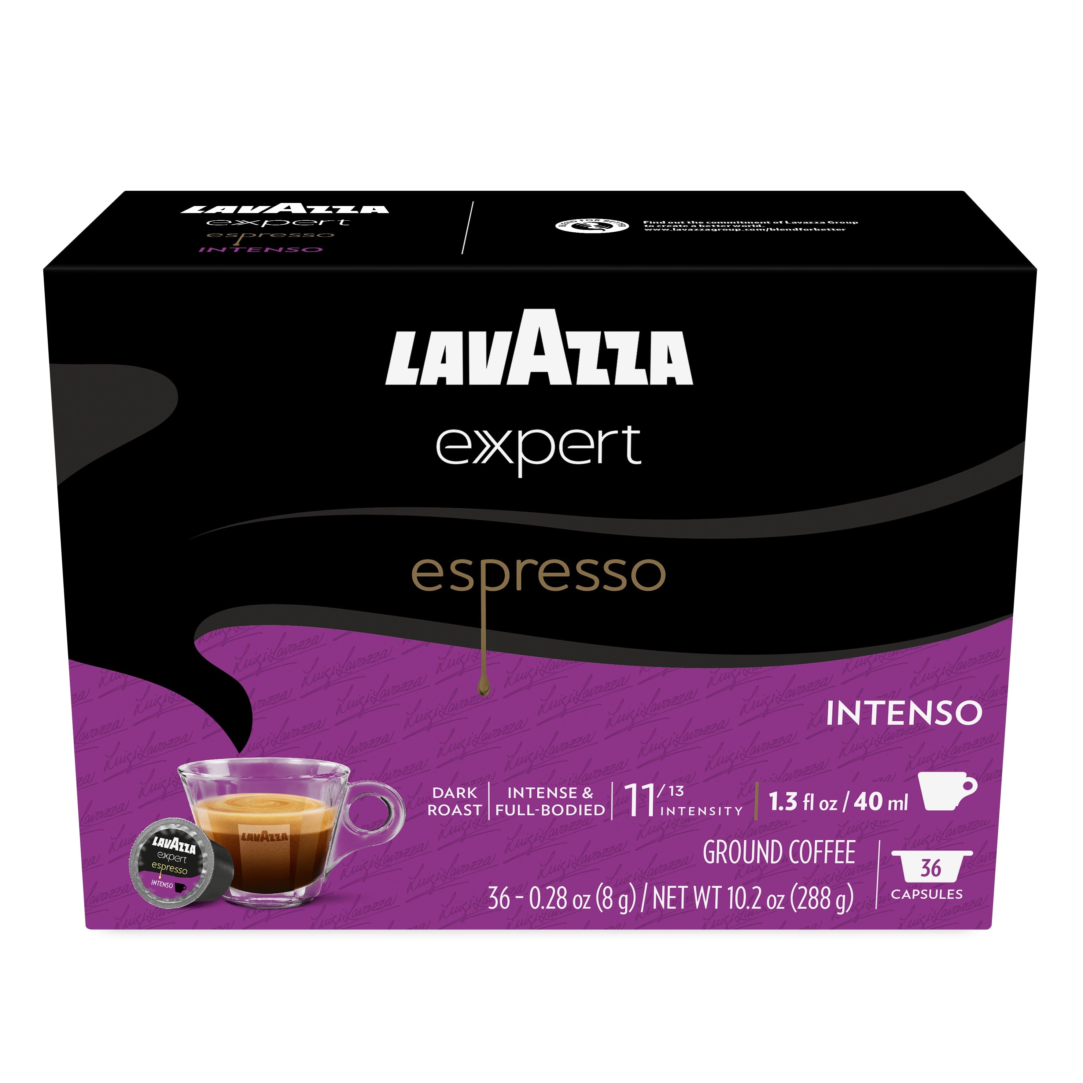 Expert Espresso Intenso Capsules, Dark Roast, Compatible with Lavazza Classy Machines (72 ct)
