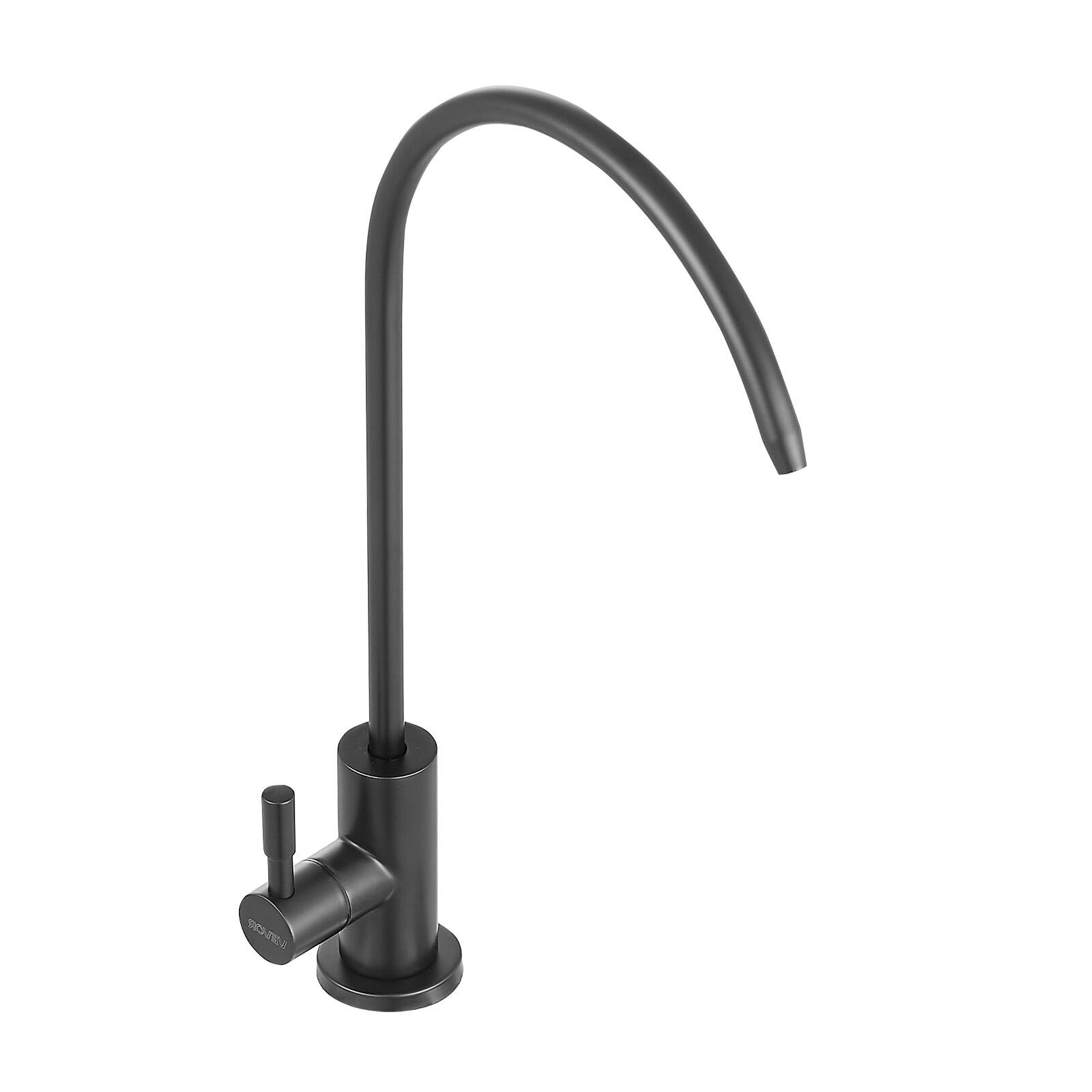 Alt View 5. VEVOR - Stainless Steel Faucet, Lead-Free Water Purifier Faucets, Reverse Osmosis Faucet with Solid Brass Valve - Matte Black.