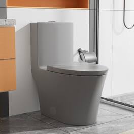 Boyel Living - Matte Grey Elongated One Piece Toilet Dual Flush 1116 GPF Map 1000g Comfort Seat Height Sleek Skirted Design - Gray