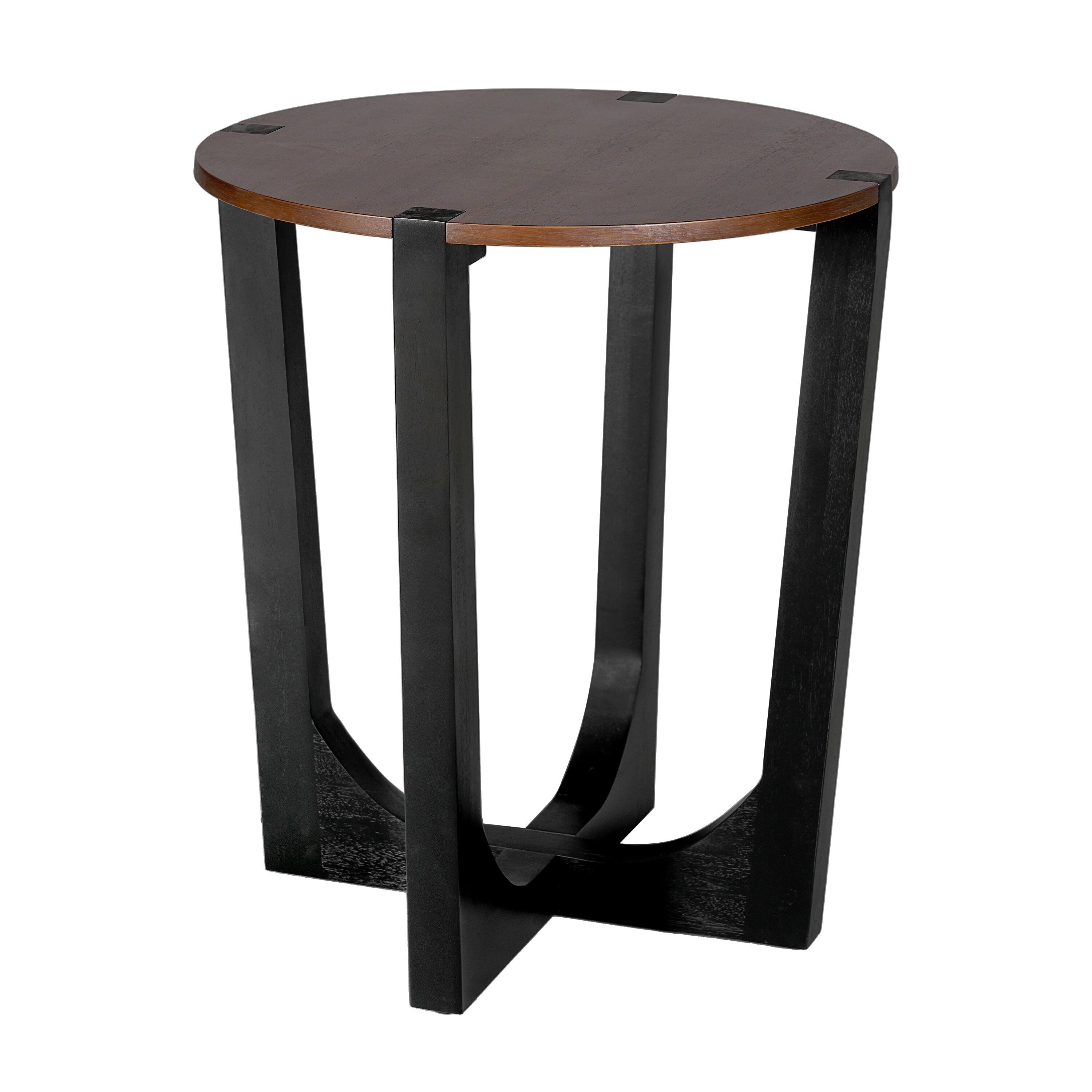 Back. APRILSOUL - Acacia Solid Wood Side Table Brown Black Color - Brown+Black.