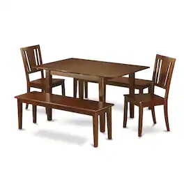 East West Furniture - 5 Pc Kitchen Table with bench -Tables with 2 Dining Chairs and 2 Benches - Mahogany