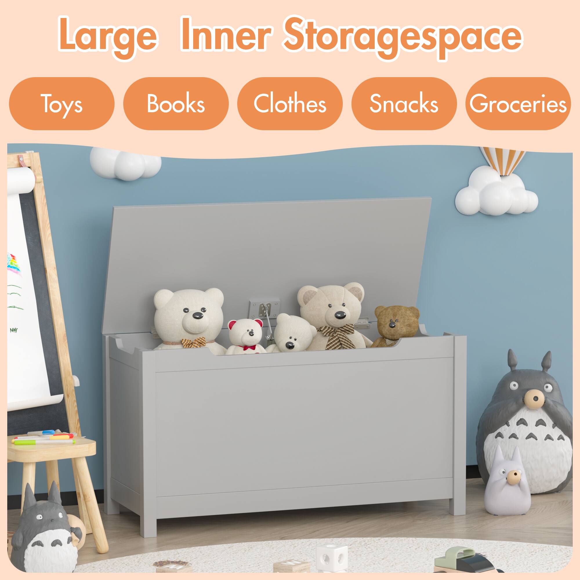 Large Inner Storagespace

Toys Books Clothes Snacks Groceries