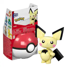 Mattel - Pokemon MEGA Construx Pikachu Poke Ball 24-Piece Building Set - Multi-Colored