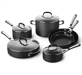 Calphalon - 10-Piece Non-Stick Kitchen Cookware Set Pots & Pans with Stay-Cool Stainless Steel Handles Hard-Anodized - Black