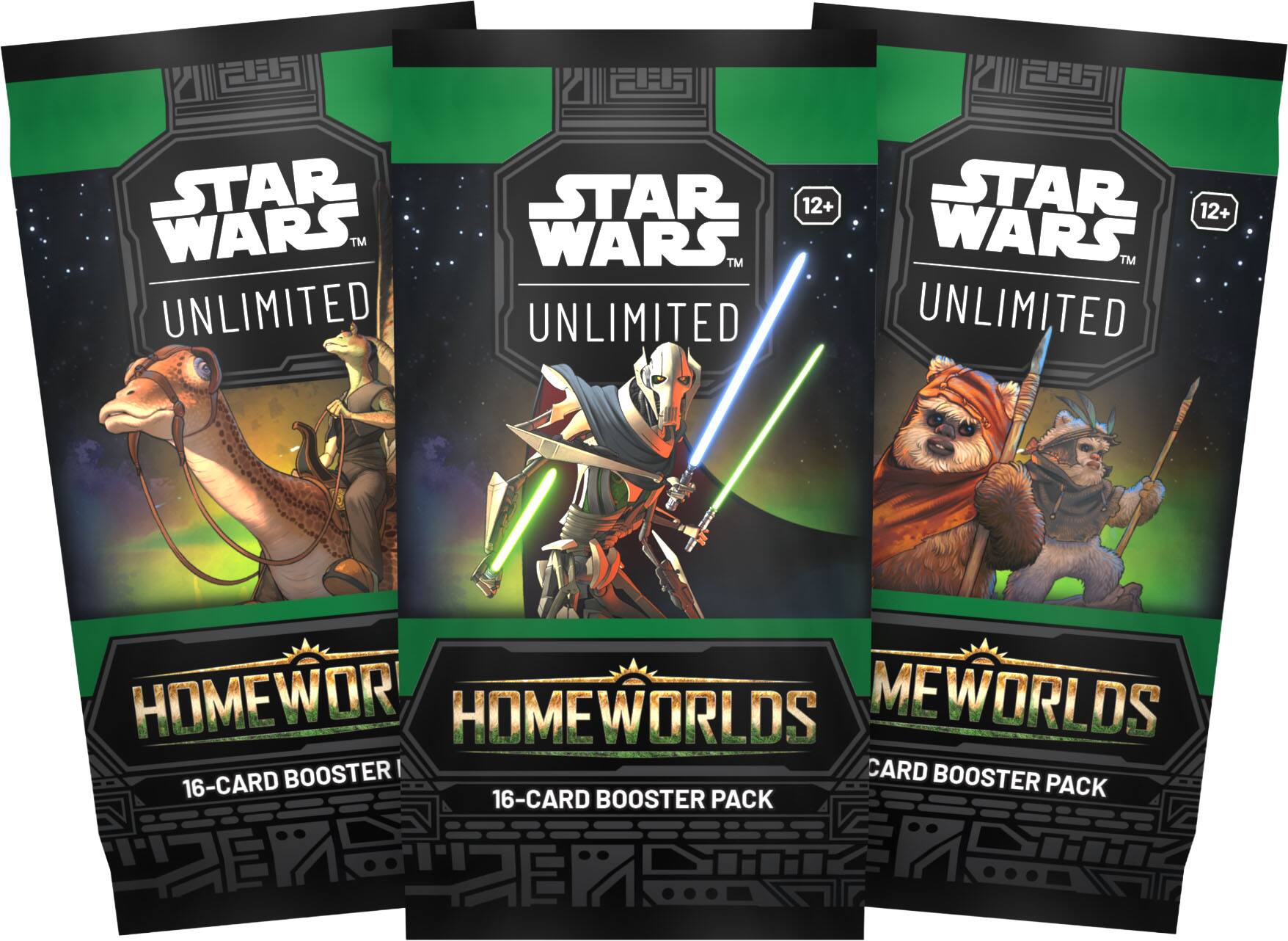 STAR WARS™ UNLIMITED  
STAR 12+ WARS™ UNLIMITED  
STAR 12+ WARS™ UNLIMITED  
HOMEWORLDS MEWORLDS BOOSTER CARD BOOSTER 16-CARD 16-CARD BOOSTER PACK