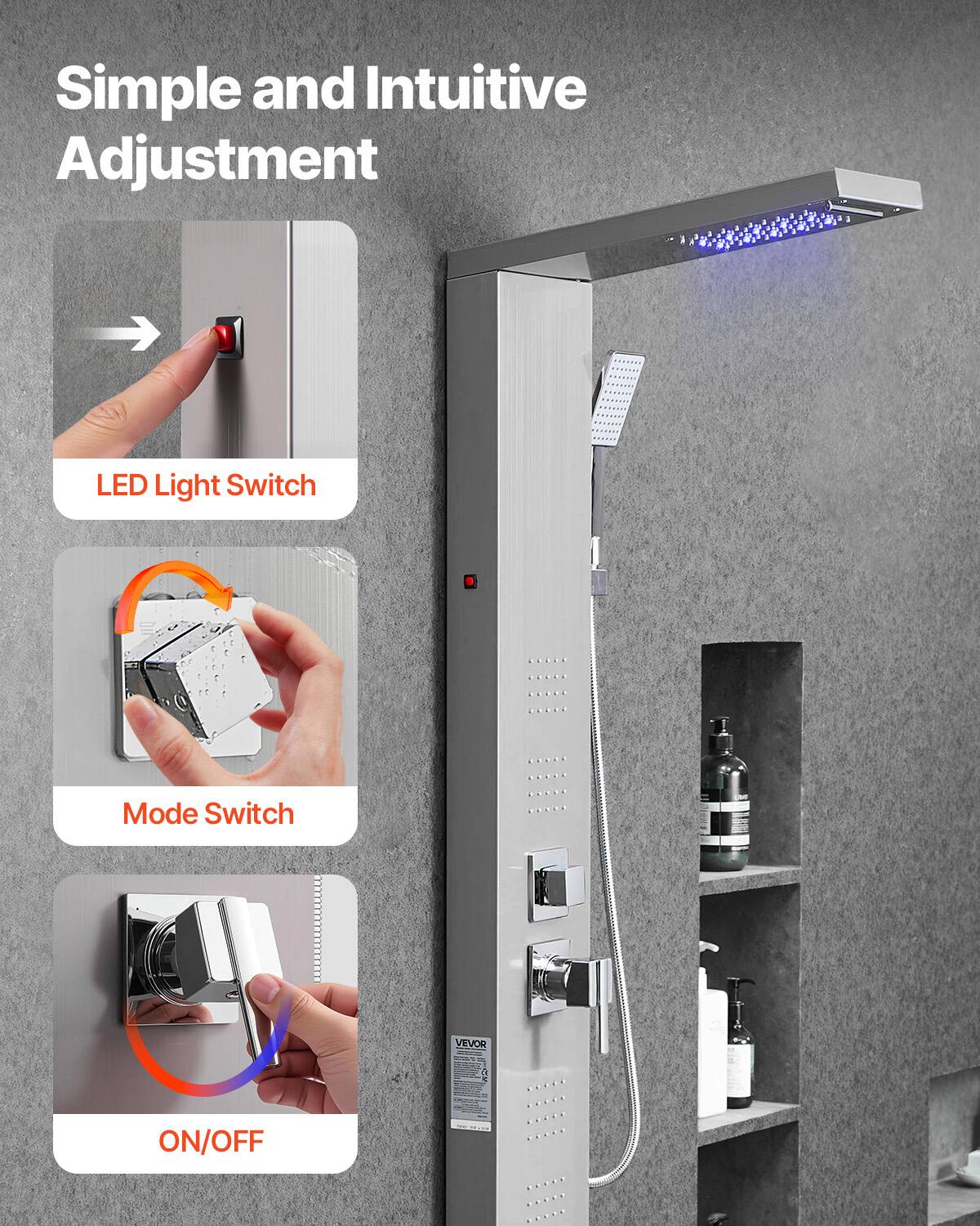 Simple and Intuitive Adjustment

LED Light Switch

Mode Switch

ON/OFF