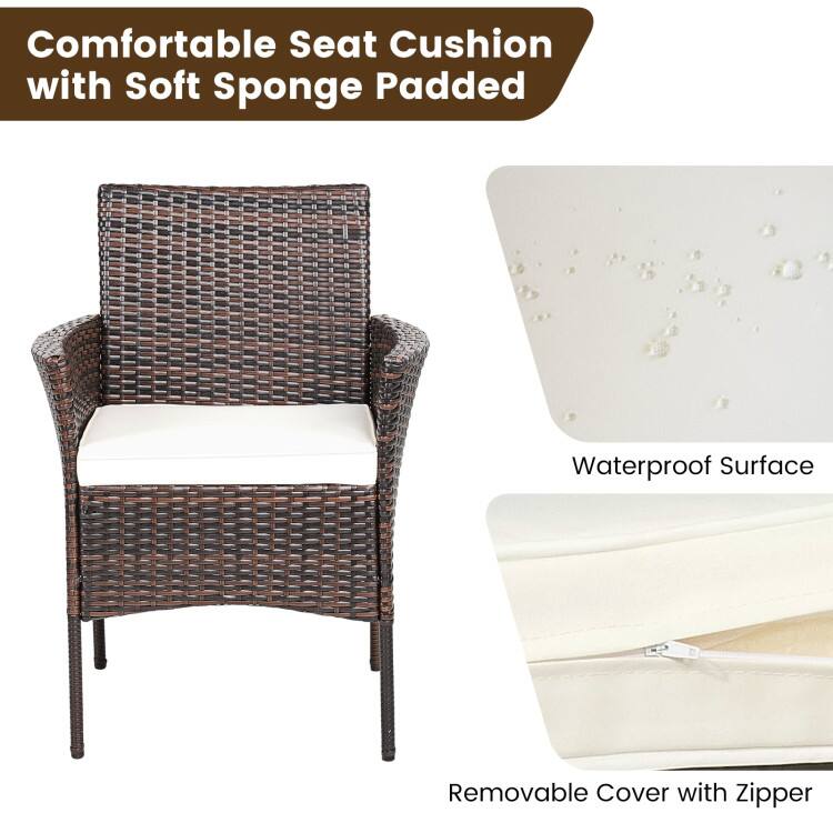 Comfortable Seat Cushion with Soft Sponge Padded Waterproof Surface Removable Cover with Zipper