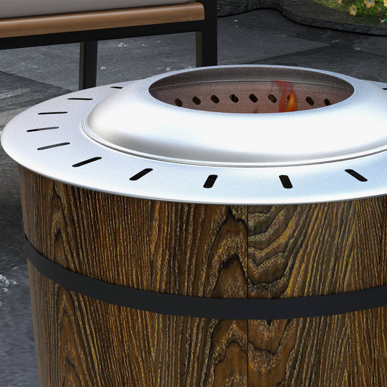 Alt View 7. Chateau Abodes - 20" Smokeless Fire Pit, Barrel Style Portable Wood Burning with Fireproof Mat, Magnesium Oxide Low Smoke - Brown.