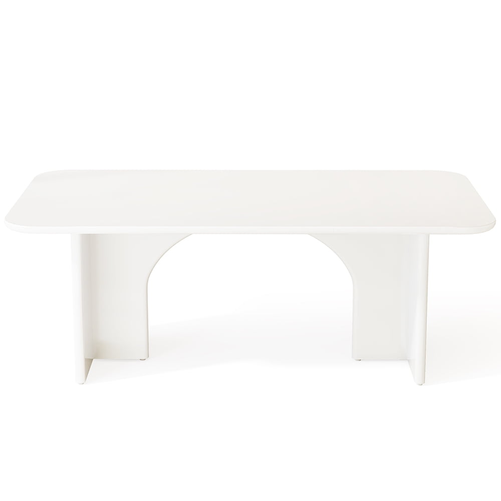 Angle. Kadyn - Kadyn Modern Dining Table, 63" Large Rectangle Kitchen Table for 4-6 People,White - White.