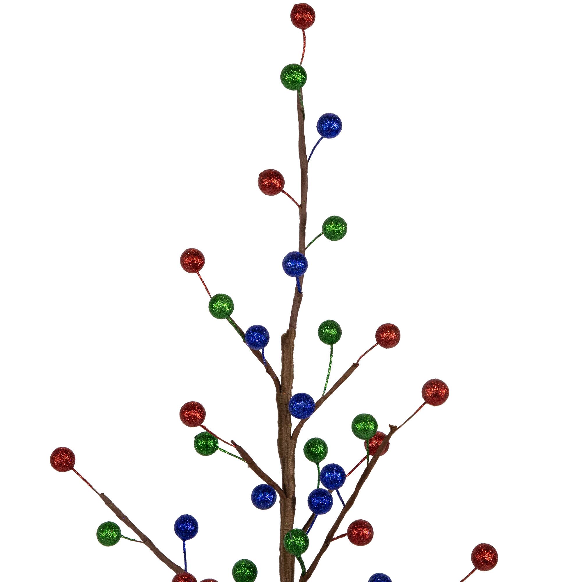 Alt View 2. Northlight - Glittered Ball Ornament Artificial Christmas Tree - Unlit - 24" - Multi.