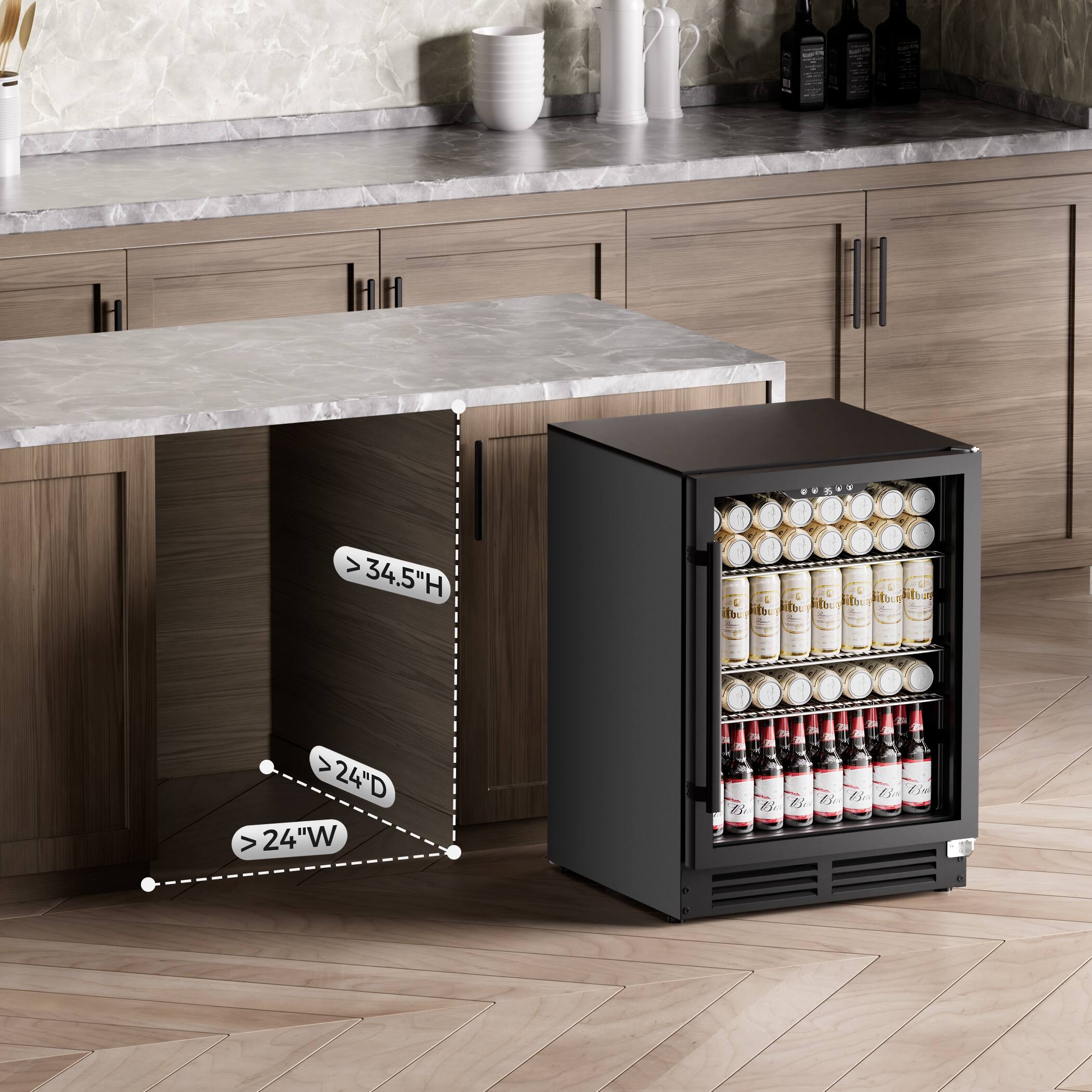 > 34.5"H  
> 24"W  
> 24"D