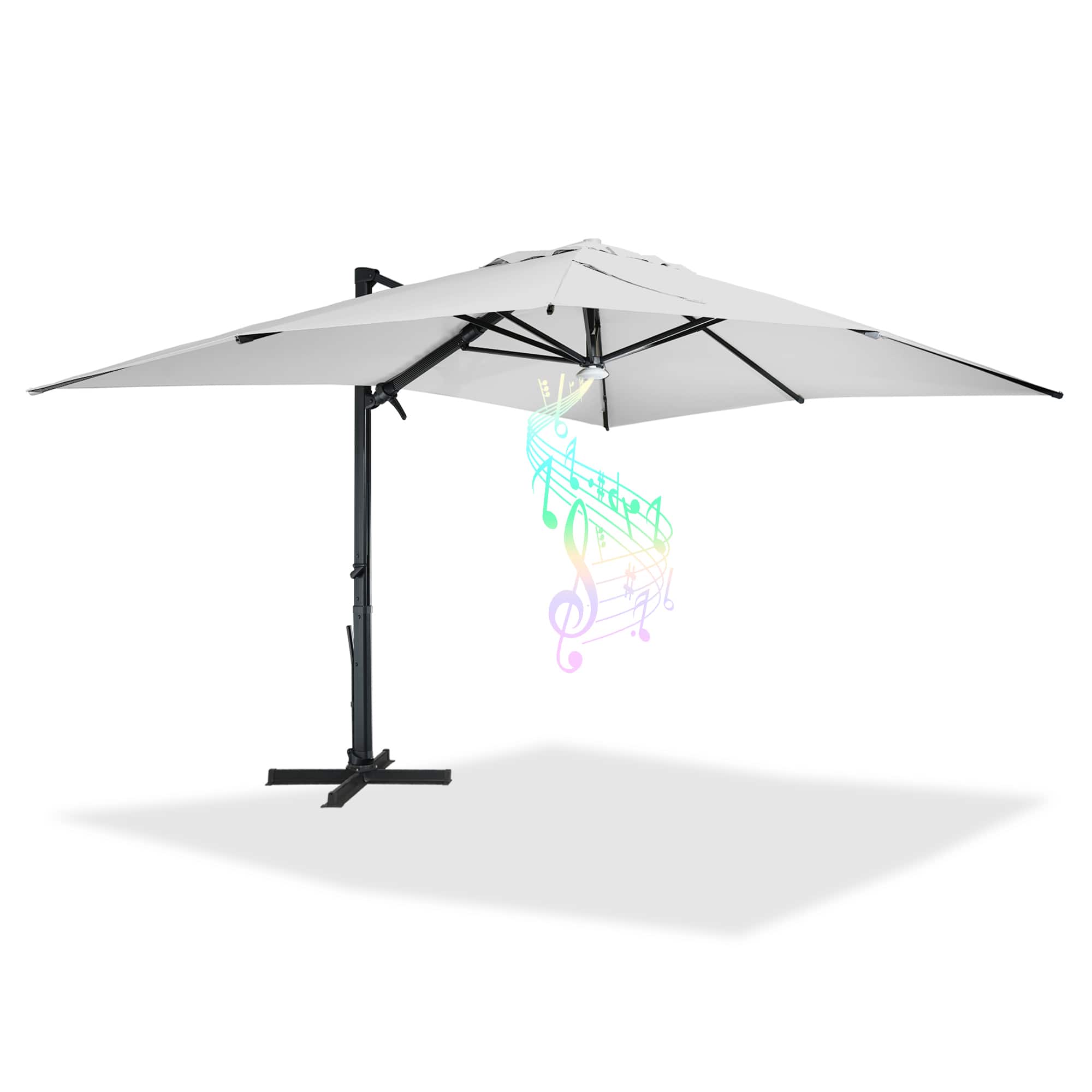 Mondawe - 10x13ft Patio Cantilever Umbrella Square Large Offset Sun Umbrella with Bluetooth Speaker - Gray