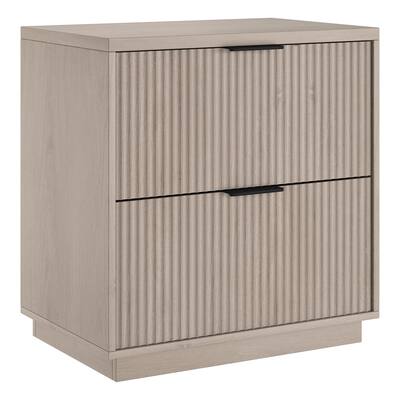 Front. Hudson&Canal - Yarden 24" Wide Rectangular Fluted Nightstand in Alder White - White.