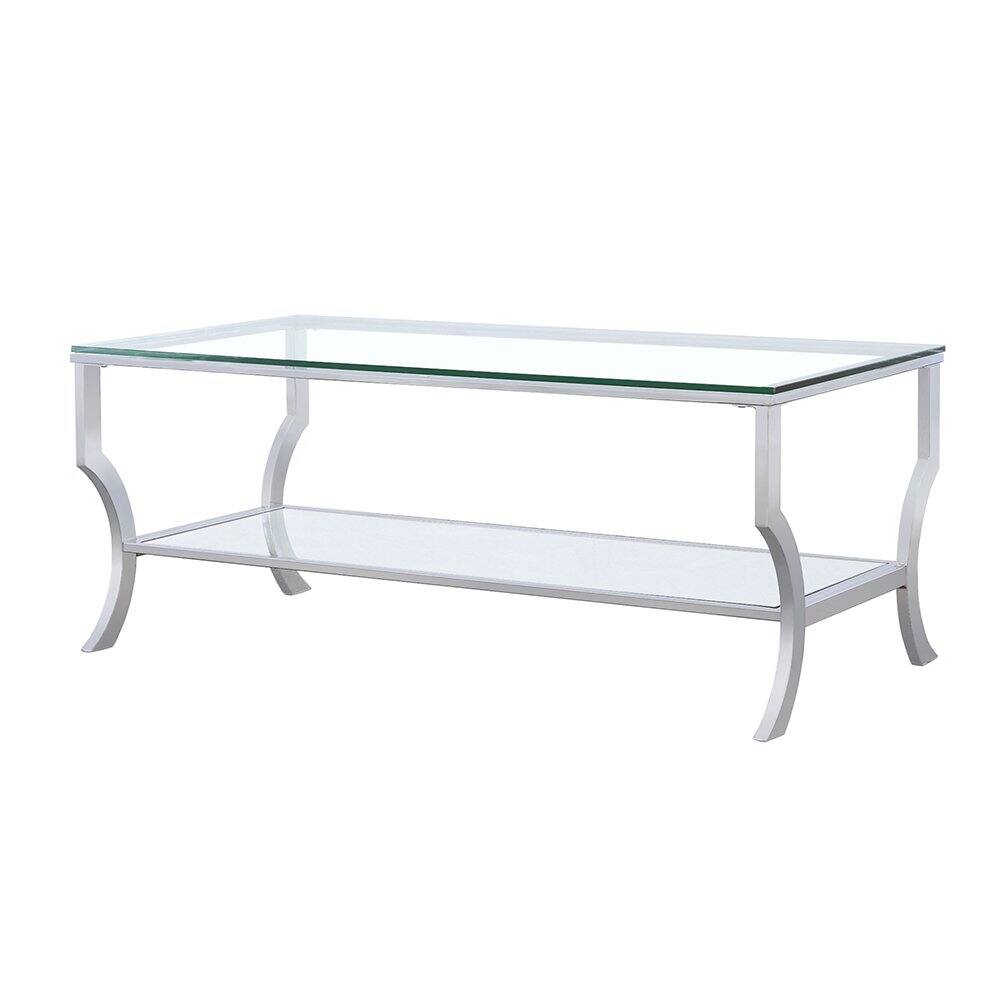 Alt View 4. Coaster Co. of America - Saide Rectangular Glass Top Coffee Table Chrome - Silver.