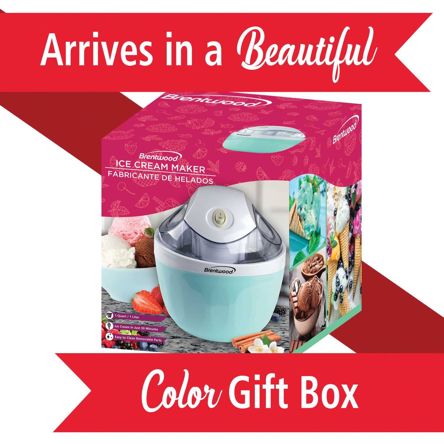 Arrives in a Beautiful Brentwood ICE CREAM MAKER FABRICANTE DE HELADOS Brentwood - Qua - Ler f Cream - Jumn 10 Minutes ago Las temavatie Parts Color Gift Box