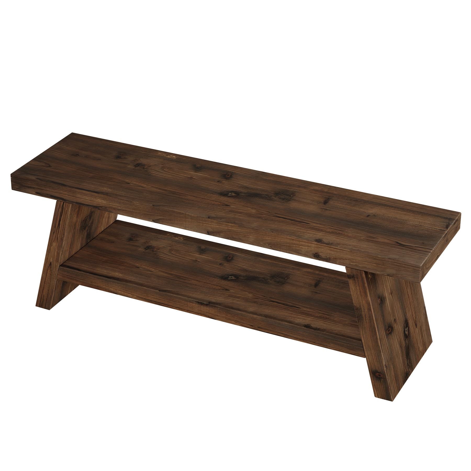 Tribesigns Solid Wood Entryway Bench, 2 Tier Wood Storage Bench ...