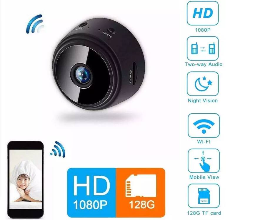 HD MODE 1080P  
Micro SD  
Two-way Audio  
Night Vision  
WI-FI  
HD 1080P  
128G TF card  
Mobile View  
128G