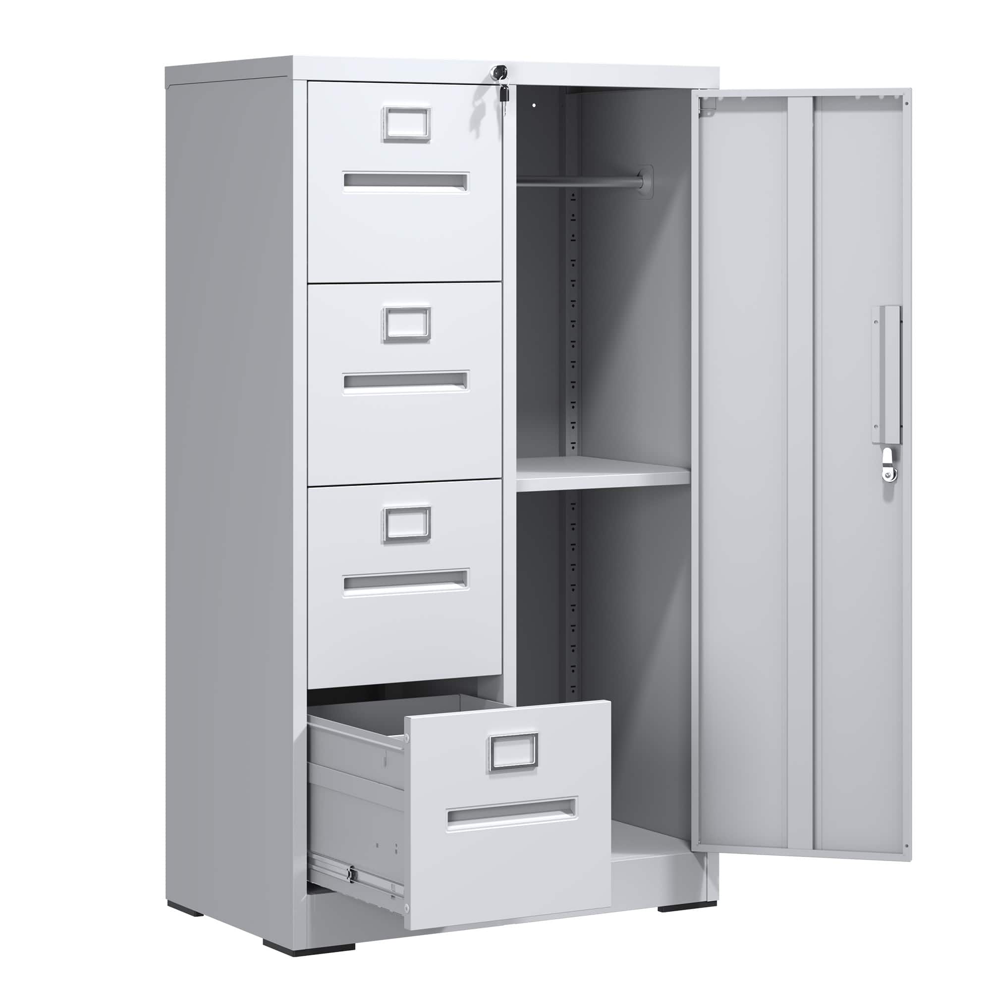 GOODSILO - Premium Vertical Filing Cabinet with Lock, 4-Drawer Steel Storage Cabinet for Office and Home Organization - White