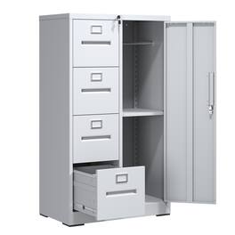 GOODSILO - Premium Vertical Filing Cabinet with Lock, 4-Drawer Steel Storage Cabinet for Office and Home Organization - White