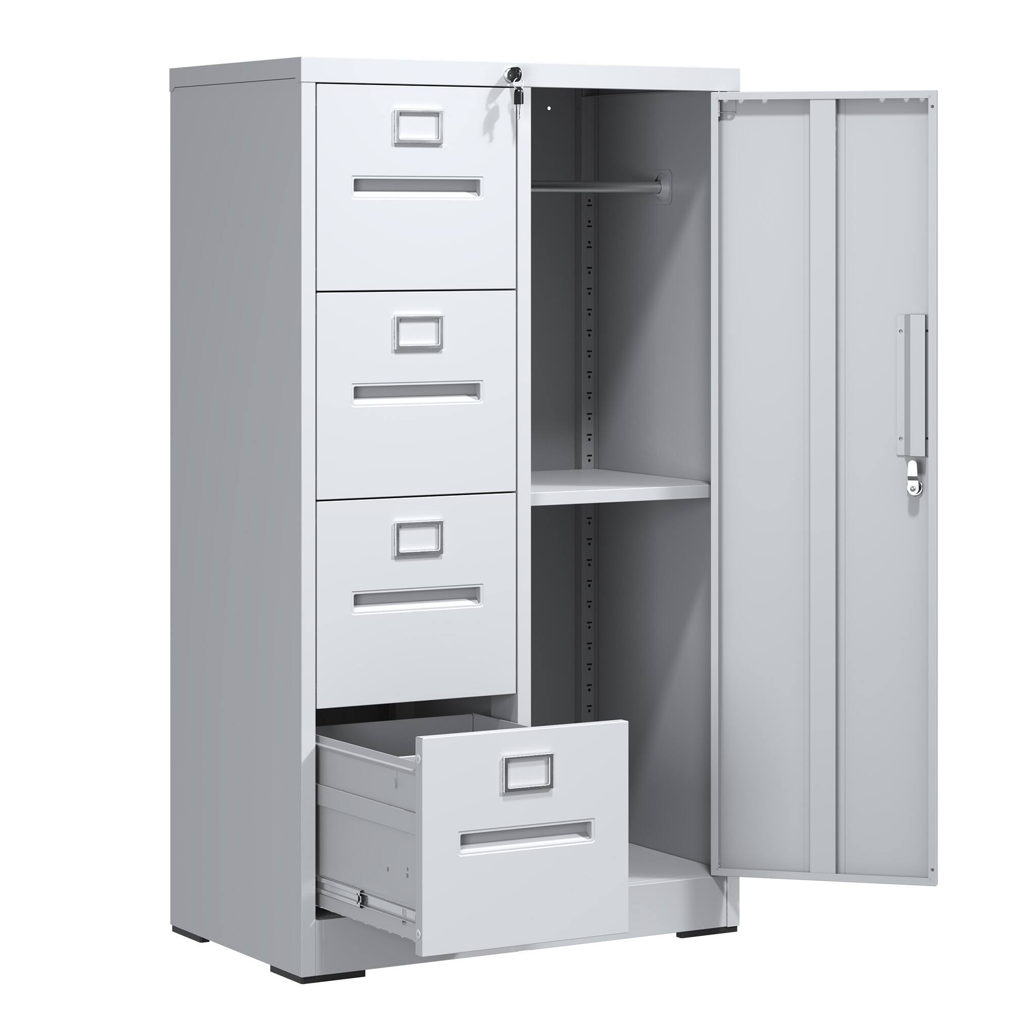 GOODSILO - Premium Vertical Filing Cabinet with Lock, 4-Drawer Steel Storage Cabinet for Office and Home Organization - White