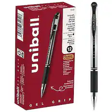 Uniball Gel Grip
65450
Smooth, Quick Drying Gel Ink
Encre Gel Lisse A Schage
Rapide
Black Noir
Medium Moyenne
0.7mm
12 Ink
Protects Against Water, Fading, Fraud
Protège Contre L'eau, La Décoloration, La Contrefaçon
Textured Comfort Grip
Prise Texturée Confortable
Gel Ink
Encre Gel