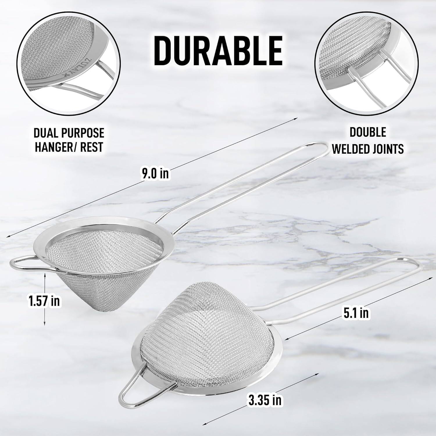 ZULAY DURABLE DUAL PURPOSE HANGER/REST DOUBLE WELDED JOINTS  
9.0 in  
1.57 in  
5.1 in  
3.35 in