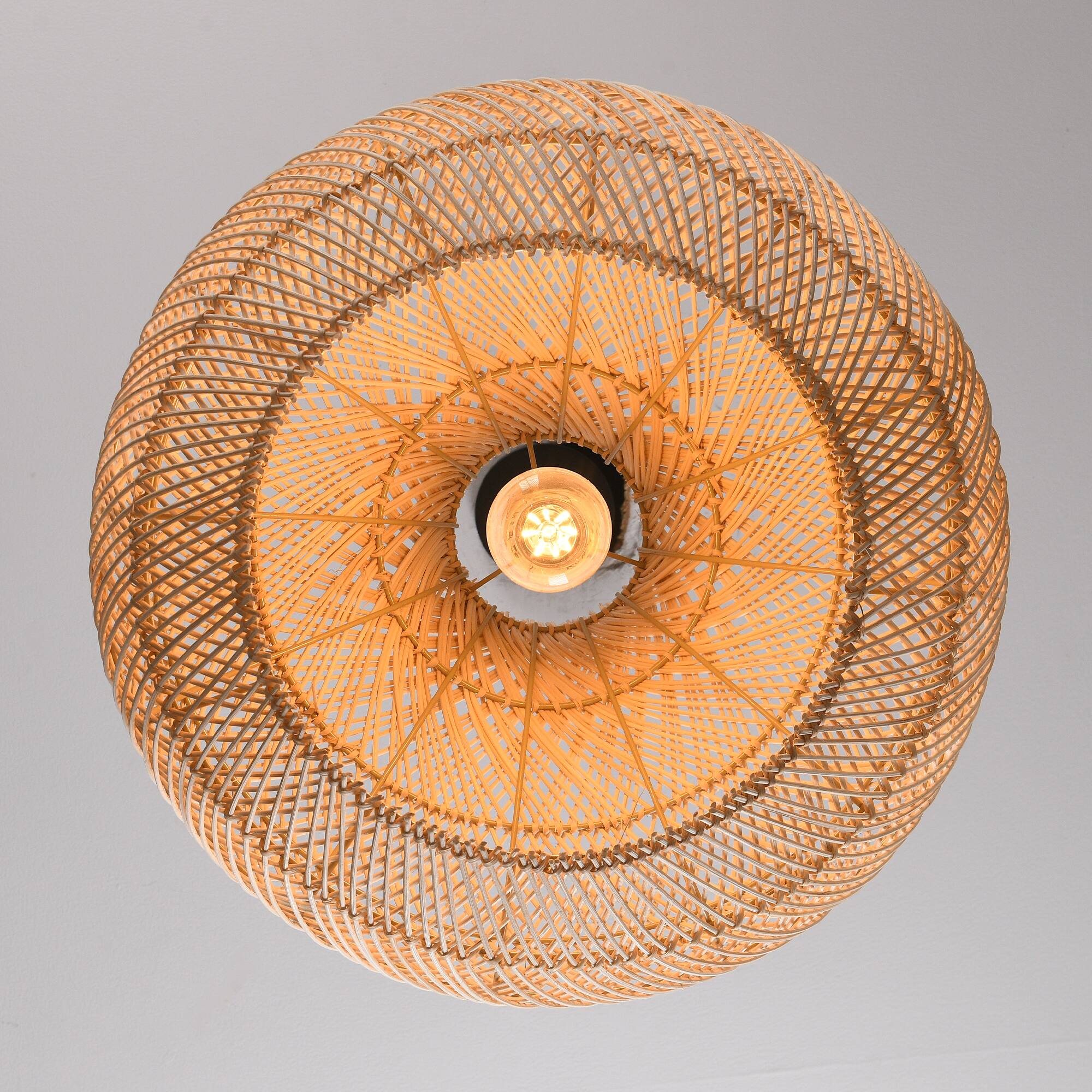 Alt View 10. Parrot Uncle - 1-Light Retro Brown Rattan Hand-Woven Dome Hanging Pendant Light - Brown.