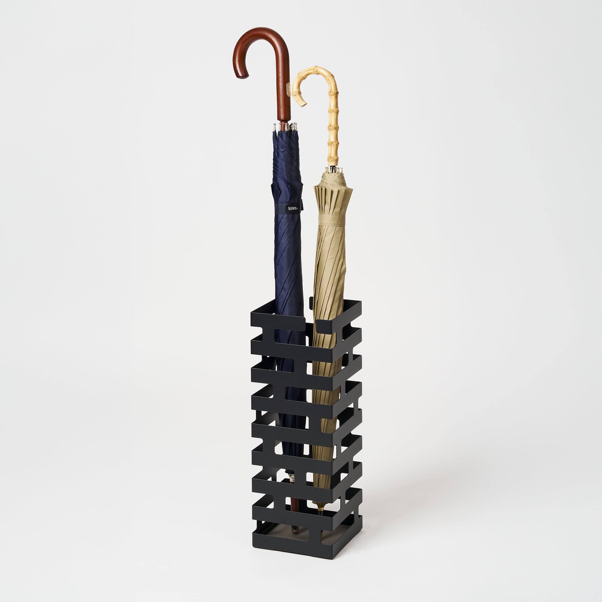 Front. Yamazaki Home - Umbrella Stand - Square - Steel - Black.