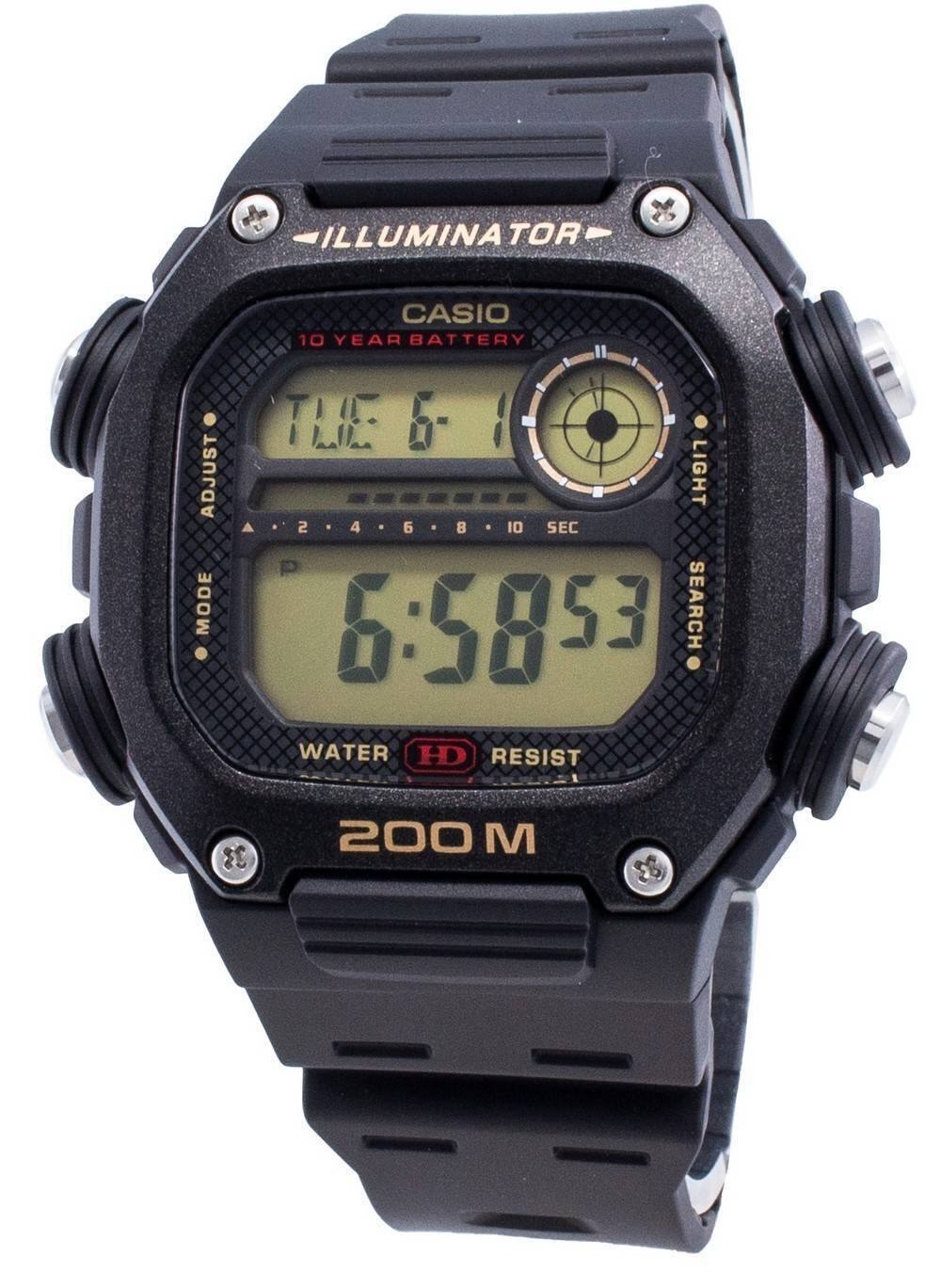 ILLUMINATOR  
CASIO  
10 YEAR BATTERY  
ADJUST MODE  
TUE 6-1  
LIGHT A 2 4 6 8 DI SEC  
6:5853  
SEARCH  
WATER RESIST 200 M