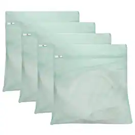 Unique Bargains - 4pcs Mesh Laundry Bags with Zipper Fine Net for Delicates 20x24 Inch for Travel Clothes, Bathroom, Dorm and Bras - Lime Green
