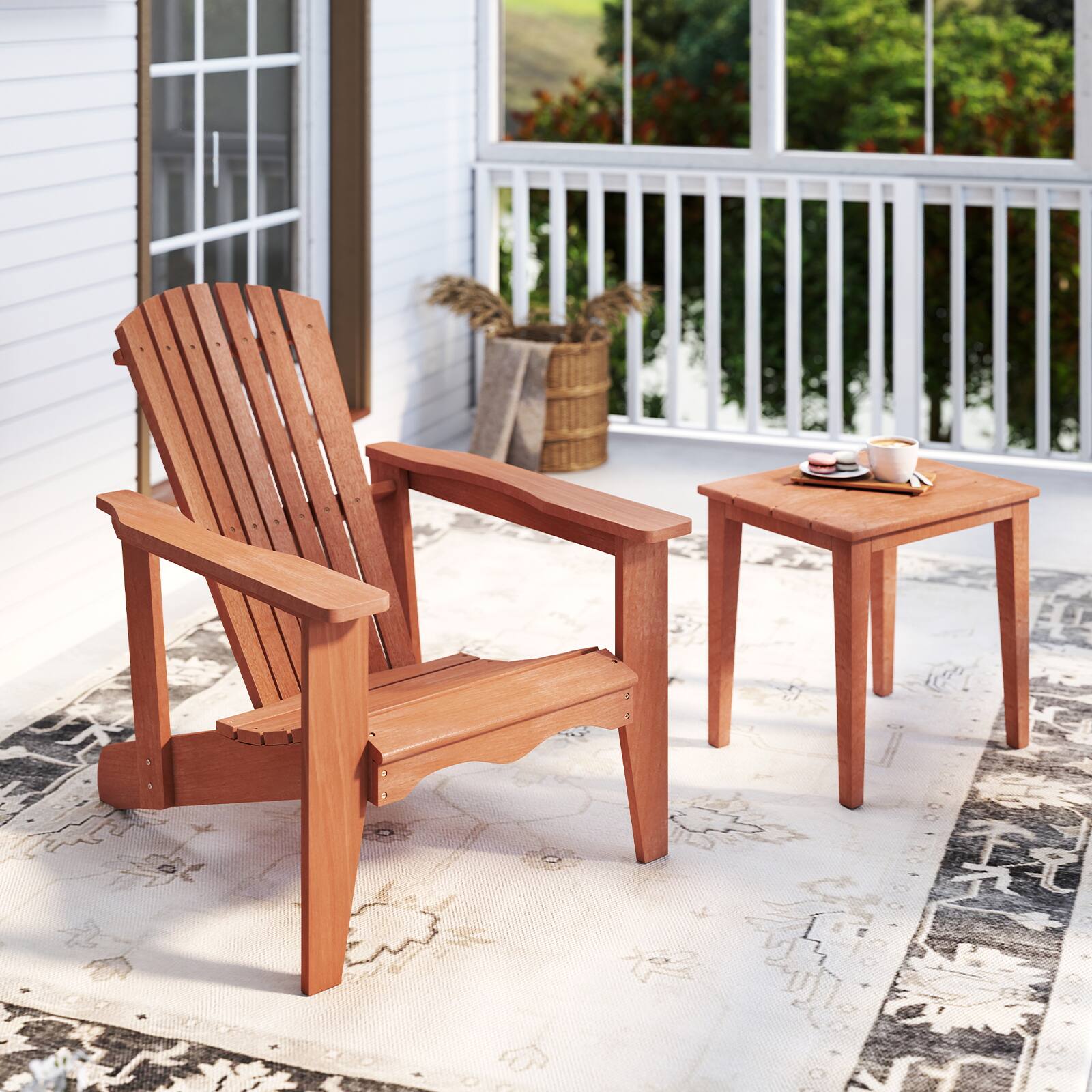 Alt View 4. Gymax - Gymax Solid Wood Garden Chair w/ High Backrest Wide Armrests & Contoured Seat - Natural.