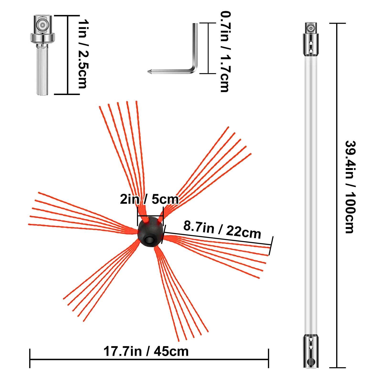 1in / 2.5cm  
0.7in / 1.7cm  
2in / 5cm  
8.7in / 22cm  
17.7in / 45cm  
39.4in / 100cm