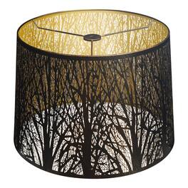 Alucset - Etched Forest Drum Metal Lamp Shade with Antique Bronze Exterior and Gold Interior - Replacement for Table Floor Lamps - Antique Bronze & Gold