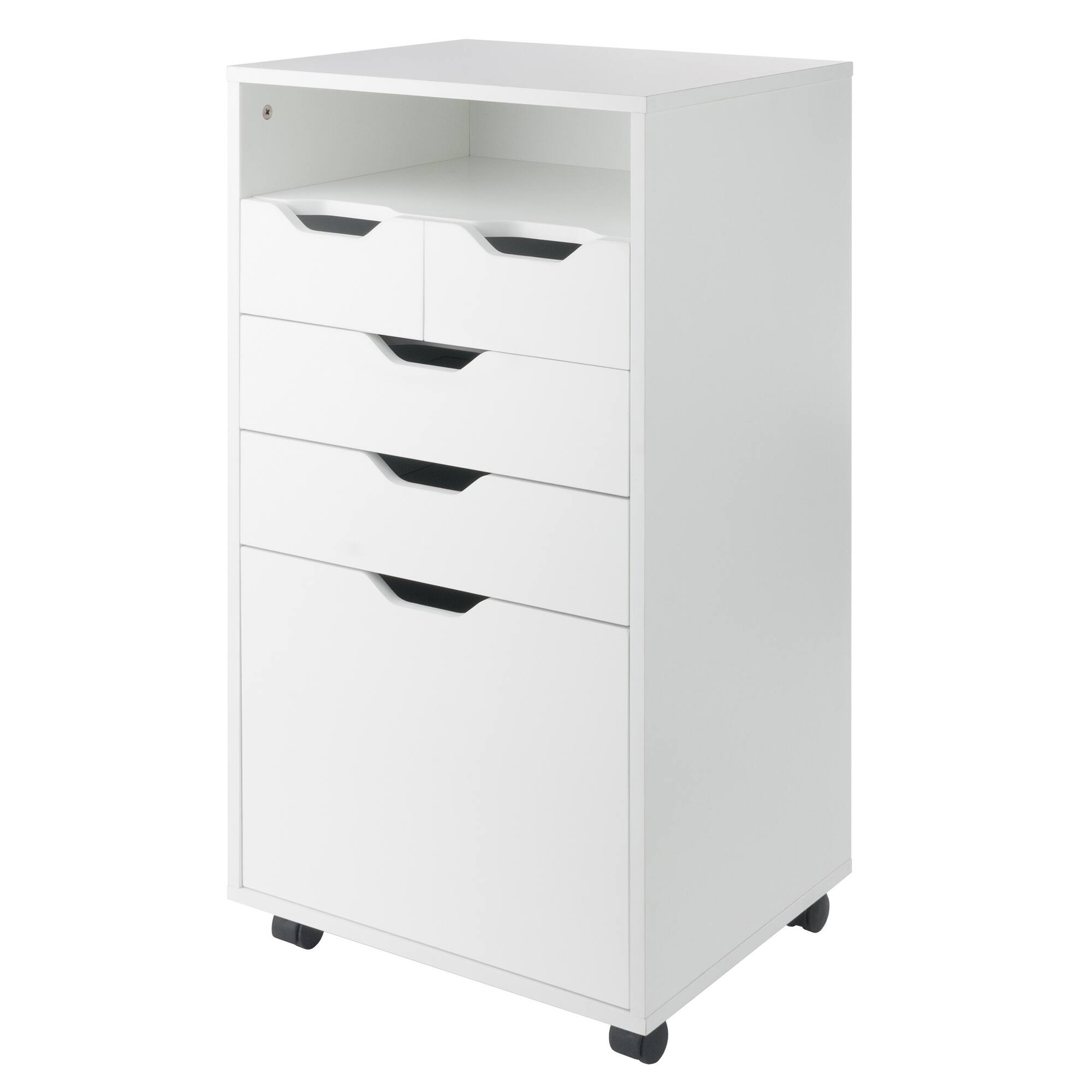 Alt View 4. Winsome Wood - Halifax Bins & Drawers Multi-Storage Tall Mobile Cabinet - White.