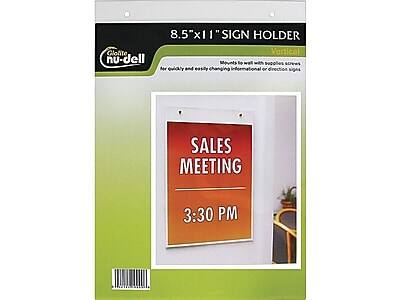 8.5"x11" SIGN HOLDER  
Vertical  
Glotite nu-dell  

Mounts to wall with supplies screws  
For quickly and easily changing informational or directional signs  

SALES MEETING  
3:30 PM