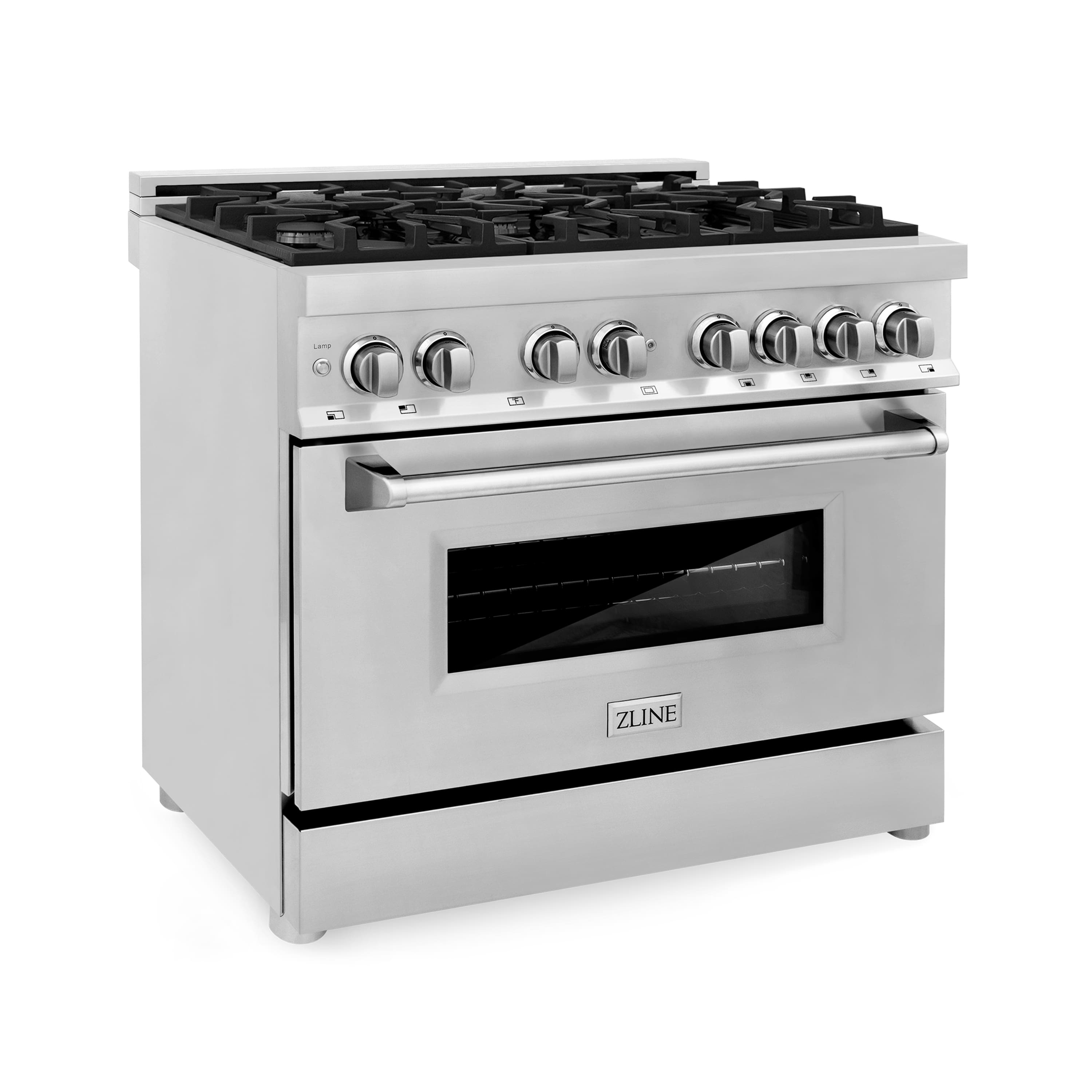Back. ZLINE - 36" Legacy Dual Fuel Range w/ 6 Burner Gas Cooktop and Electric Convection Oven (RA36) - Stainless steel.