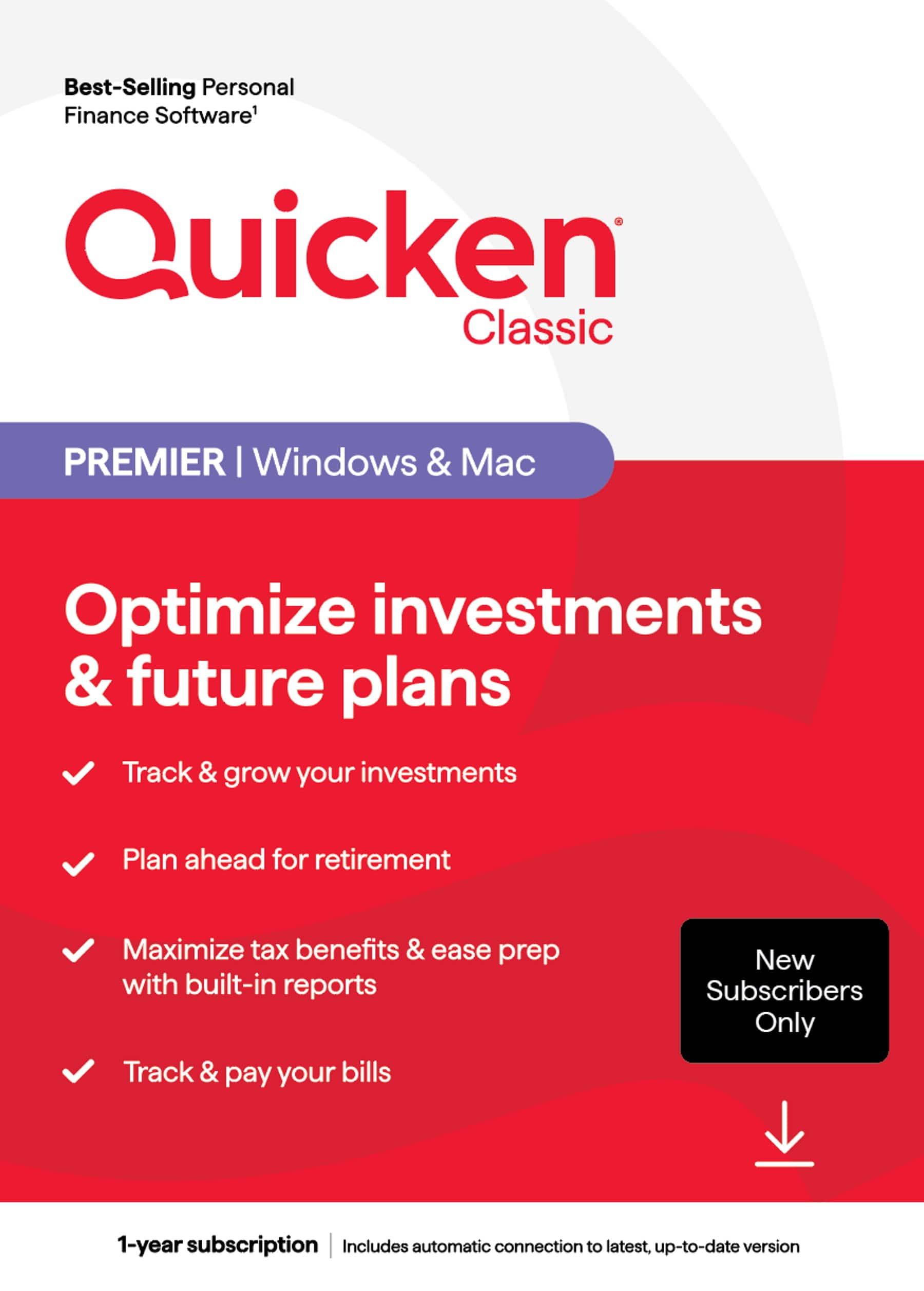 Quicken - Classic Premier  for New Subscribers, 1-Year Subscription - Mac OS, Windows, Android, Apple iOS [Digital] - Front_Zoom