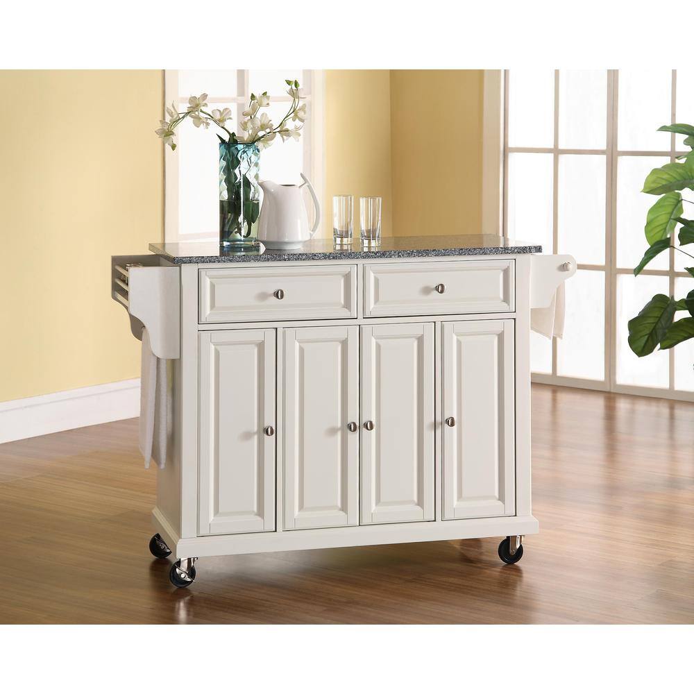 Back. Crosley Furniture - Full Size Granite Top Kitchen Cart - White.