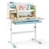 Front. Costway - Costway Kids Study Desk Height Adjustable Children Writing Table w/ Tilt Desktop - Blue.