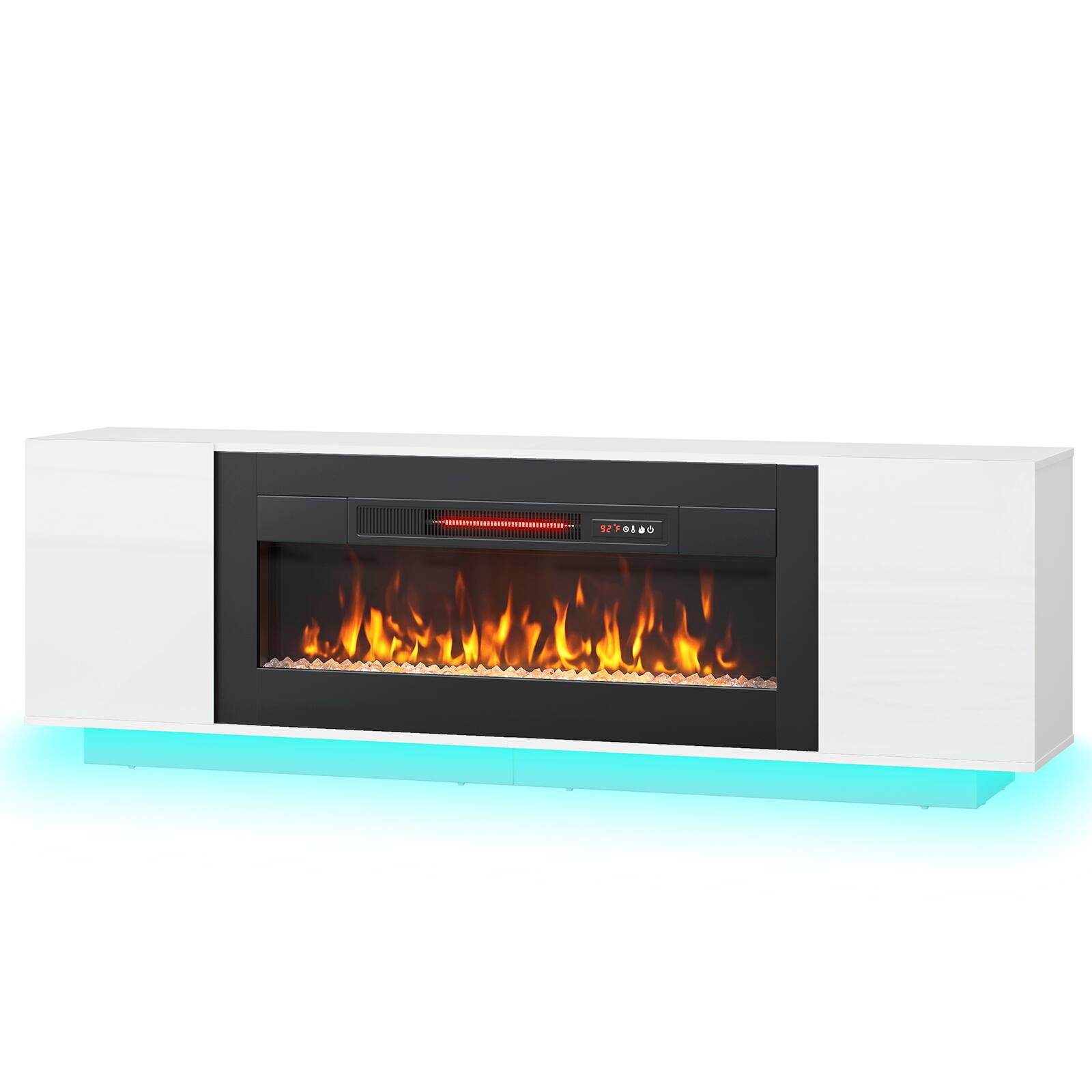 Alt View 4. Pinmoco - 70" Electric Fireplace TV Stand, 36" Fireplace Entertainment Center with RGB Lights, TV Stand Fits up to 80" - White.