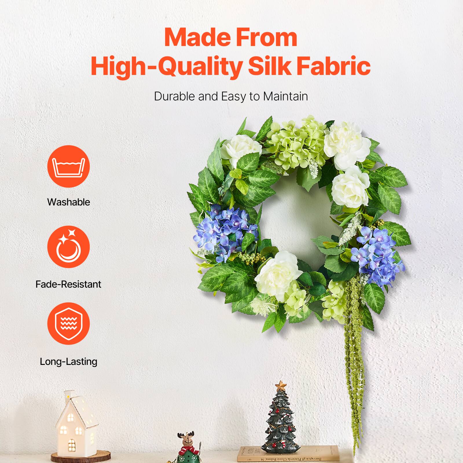 Made From  
High-Quality Silk Fabric  

Durable and Easy to Maintain  

- Washable  
- Fade-Resistant  
- Long-Lasting