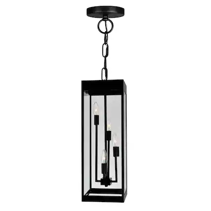 Front. CWI Lighting - Windsor 4 Light Black Outdoor Ceiling Light - Black.