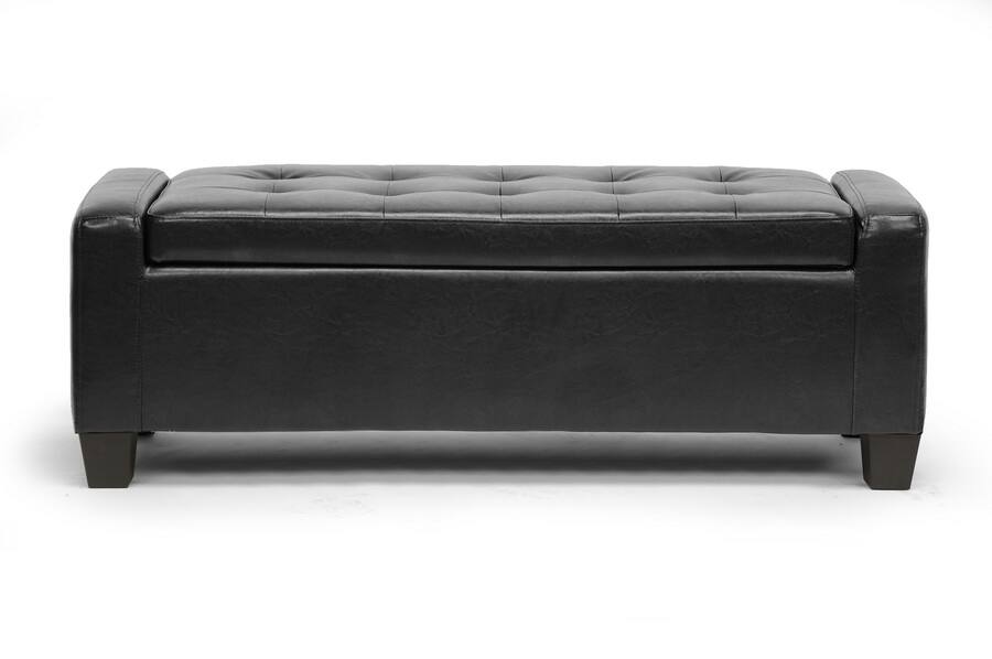 Front. Baxton Studio - Manchester Ottoman - Black.