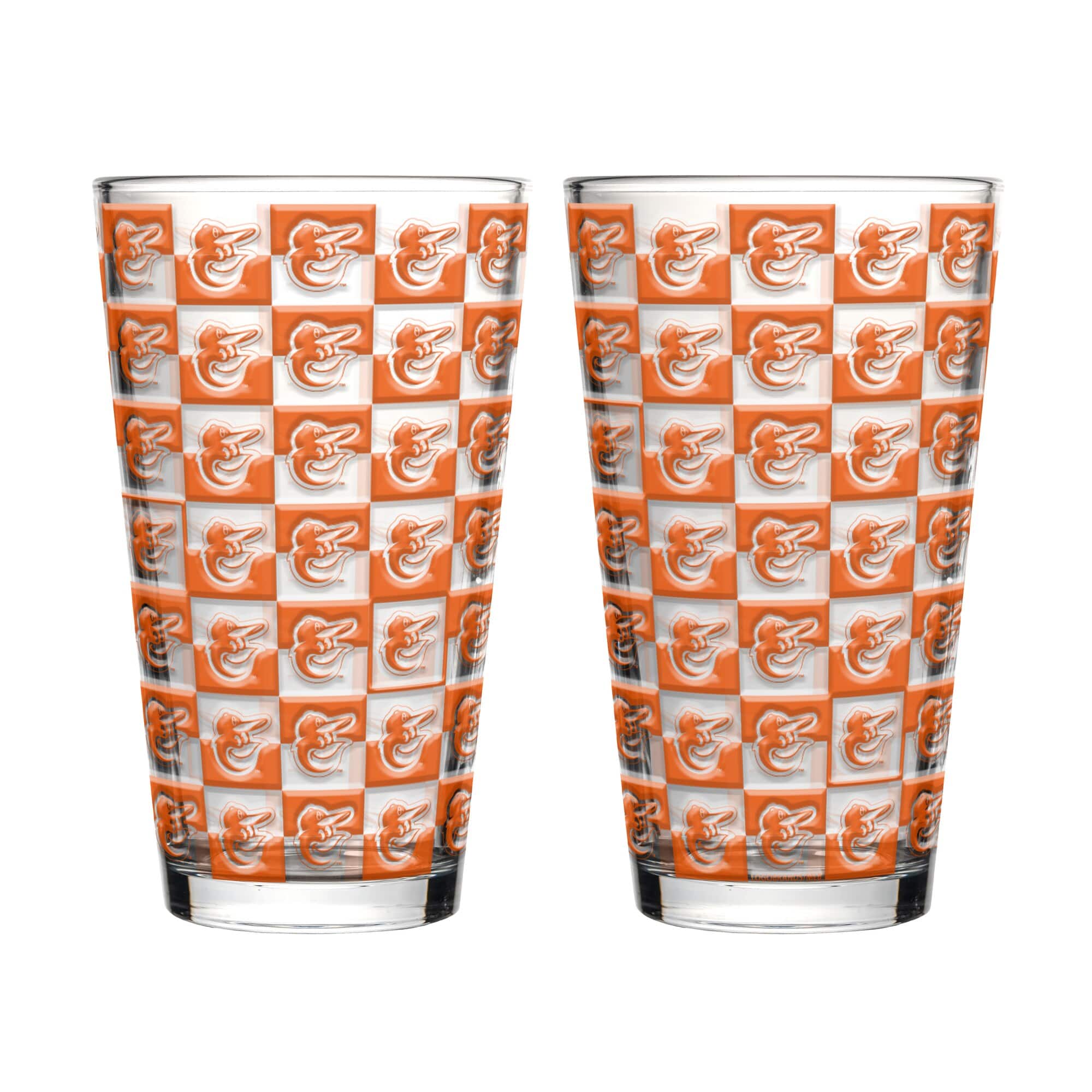 Logo Brands - Baltimore Orioles Two-Pack Gridiron Stained 16oz. Pint Glass Set - Multicolor